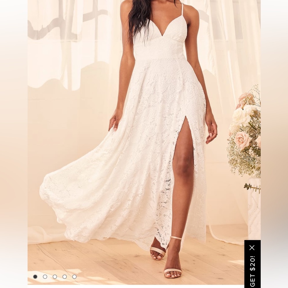 Essence of Love White Lace Sleeveless Maxi Dress Wedding Dress